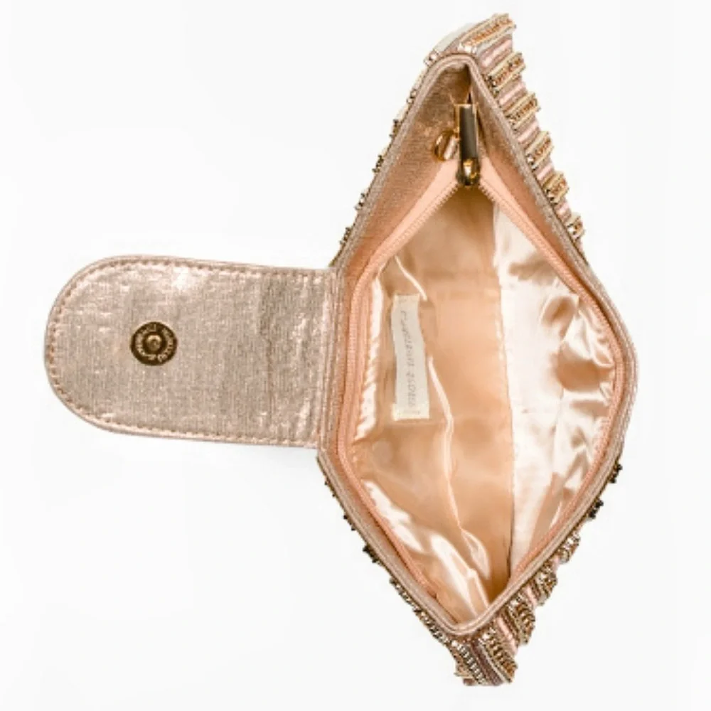 NEW Most Wanted Beaded Bow Clutch Purse in Gold